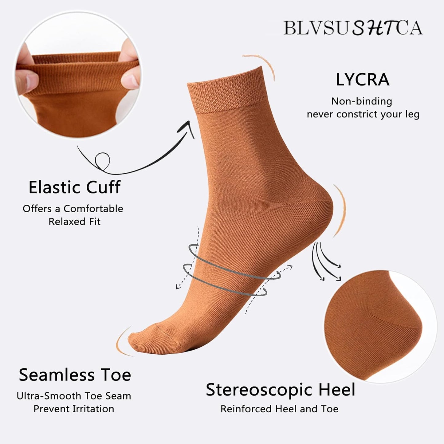 Womens Thin Cotton Socks Soft Socks for Women Above Ankle Breathable Crew Socks 6 Pack