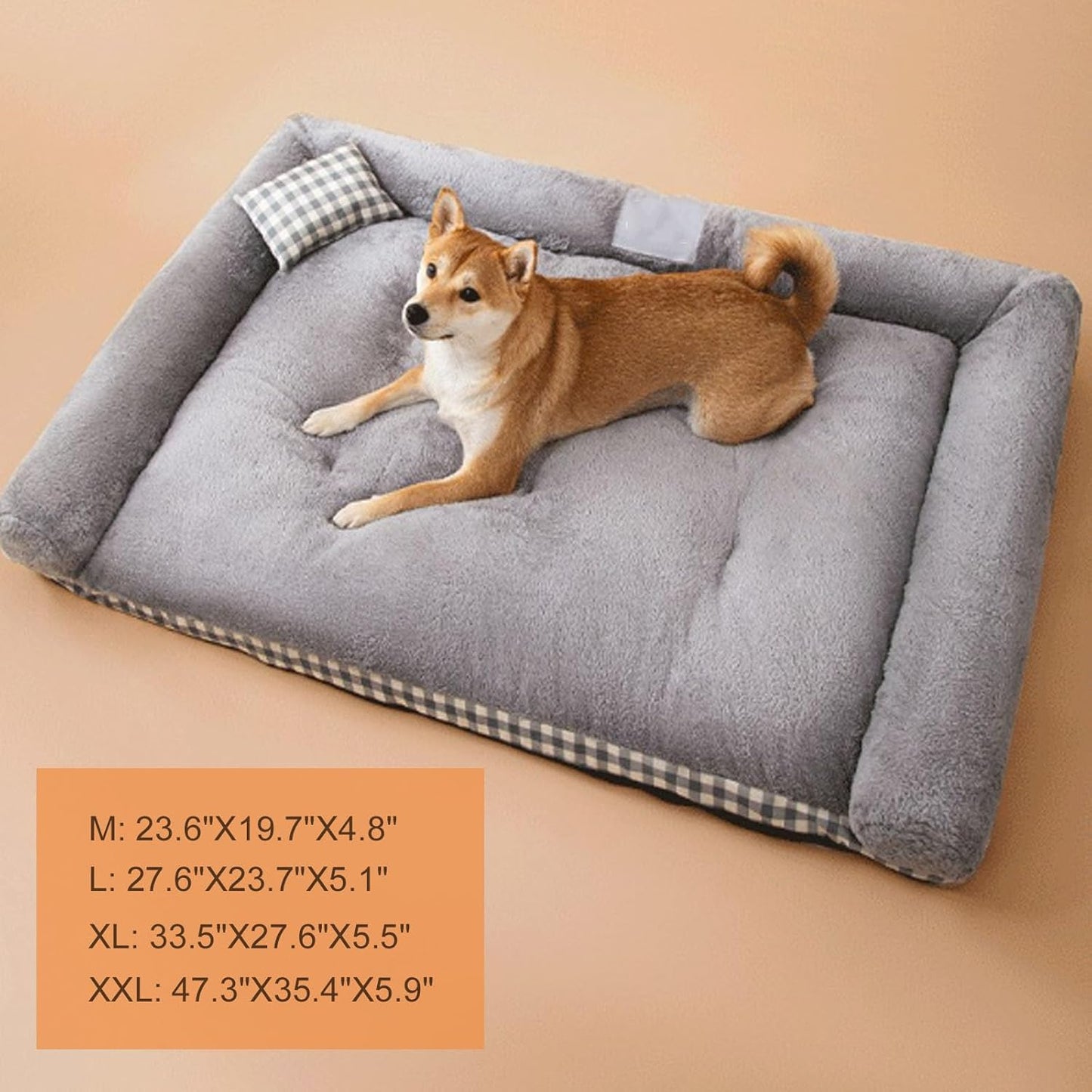 Dog Beds for Large Dogs, Pet Bed with Anti Slip Bottom, Washable Dog Bed with Removable Cover, Pet Dog Couch Bed with Pillow for Medium Large Dogs Sleeping (47.3"X35.4"X5.9",Brown) (Bro