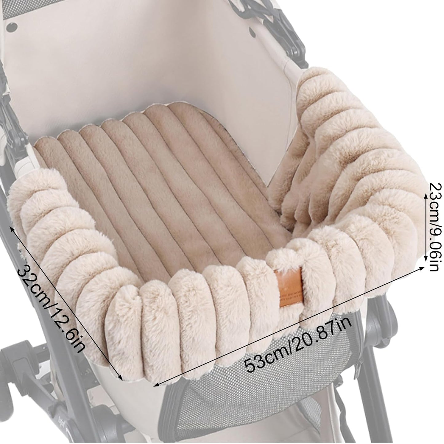Dog Stroller Cushion - Plush Warm Washable Mat, Magnetic Buckle, Outdoor Indoor Travel, Cat Puppy House, Outside Gear, Small Grey Fabric Lightweight Aesthetic Soft Pet Comfort Device
