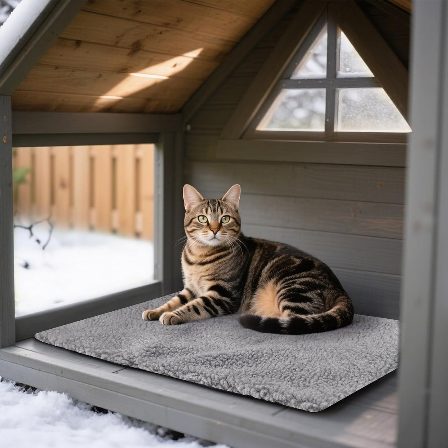 PETLESO Self Warming Cat Bed Mat, 24" x 18" Thermal Cat Pad Small Dog Bed for Indoor Outdoor Pet, Non Electric Self Heating Pet Pad Anti-Slip, Removable, Machine Washable