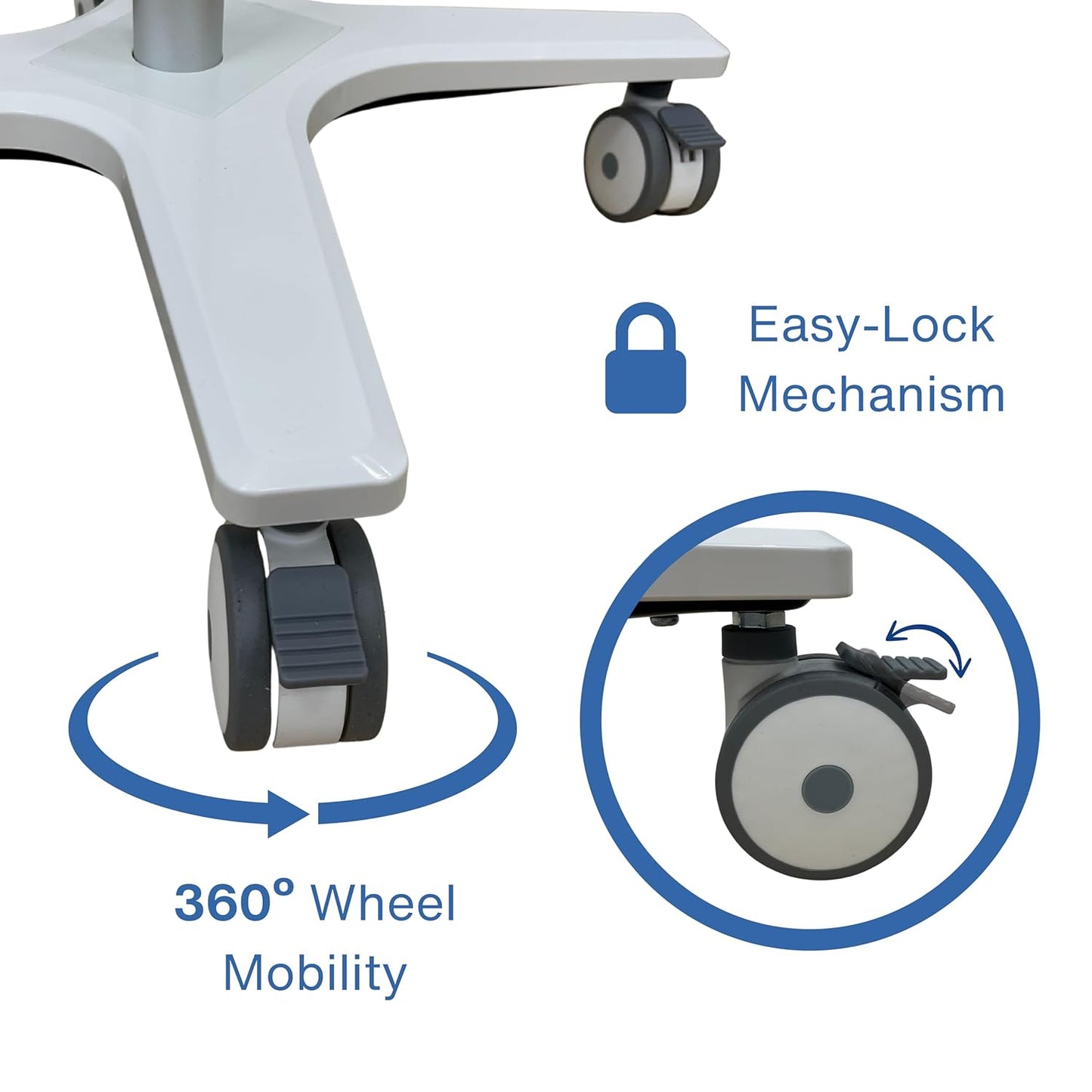 Premium Medical Cart for Handheld Ultrasound, Universal Tablet & iPad Mount, 360° Lockable Wheels, Probe & Gel Bottle Holders