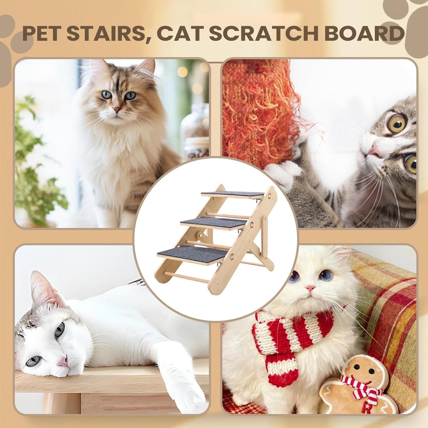 Genérico Cat Steps, Non-Slip Stable Pet Stairs, Ramp Ladder for High Beds, for Bedroom, Living Room, Sofa, Armchair, Reaching and Climbing