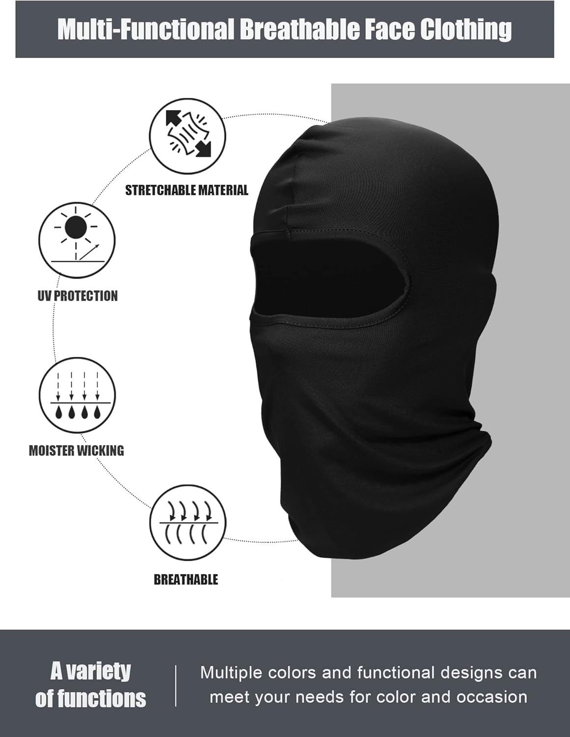 SATINIOR 6 Pcs Ski Mask Cover Balaclava Full Face Mask Summer Face Cover UV Windproof Balaclava for Men Women Outdoor Sports