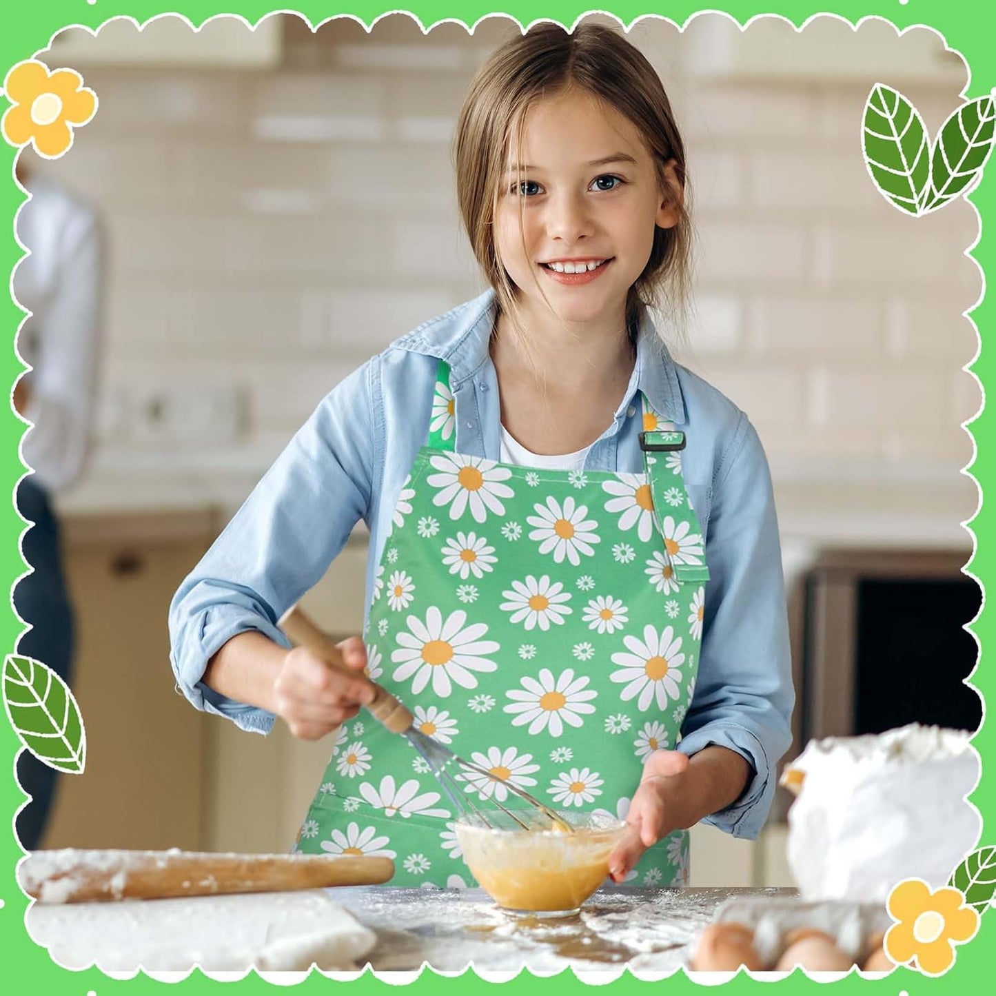 2 Pack Kids Apron, Cute Cooking Aprons, Waterproof Art Apron with Pockets, Toddler Painting Artist Apron Adjustable
