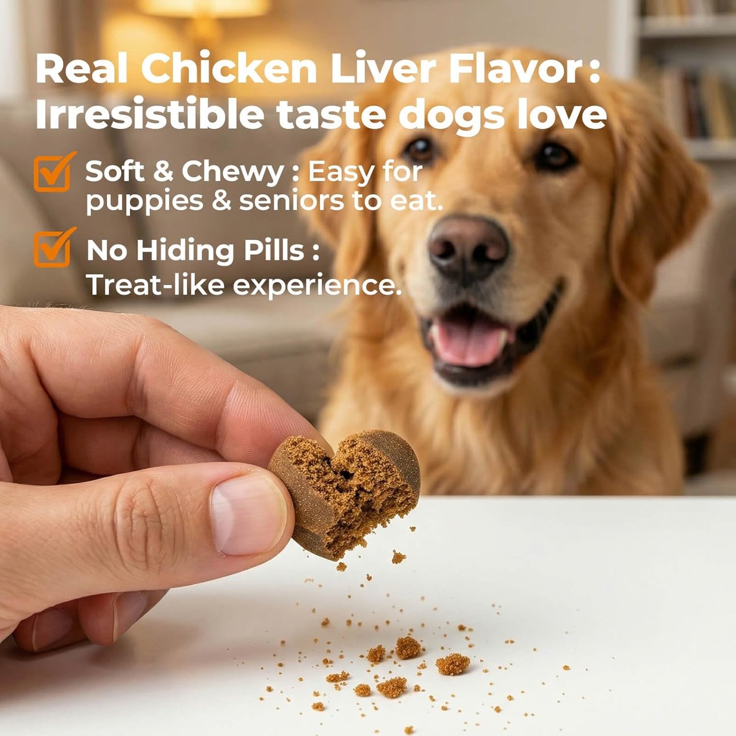 Dog Probiotics Soft Chews with 160mg Pumpkin & Papaya Enzymes – 90 Count – 4-in-1 Gut Support for Scooting Comfort, Stool Consistency & Occasional Gas – Chicken Liver Flavor