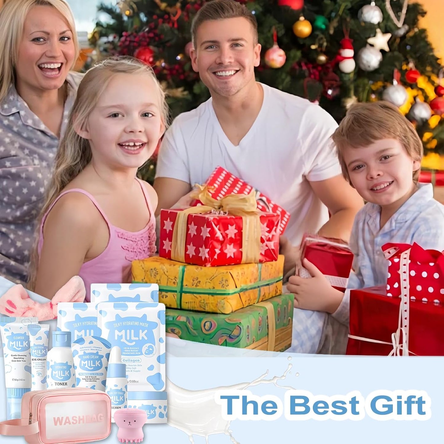 Milk Skin care Set for Kids & Teens, 12 IN 1 Moisturizing & Gentle Milk Skincare for Girls 10-12, Skin Care Set For Kids Girl Ages 8-12 Birthday Gifts, Face Care Kit, Mothers Day Gift, Teacher Gift
