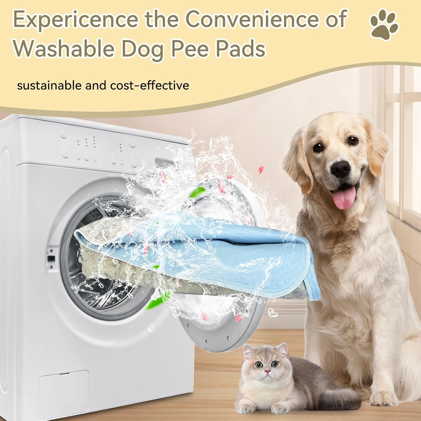 Washable Pee Pads for Dogs and Cats - 100% Waterproof Leakproof Reusable Puppy Pads, Super Absorbent & Non-Slip Whelping Training Pads Litter Mat for Furniture Protector Pet Housebreaking