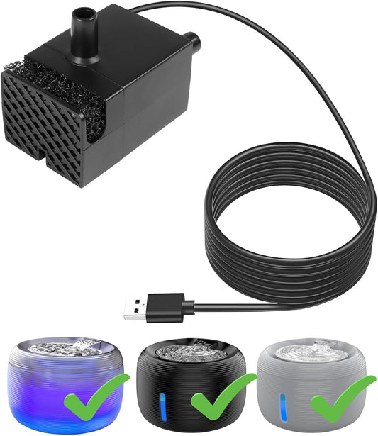 SIBAYS Cat Water Fountain Replacement Pump, Ultra Quiet Dog Water Fountain Pump for 3.5L/118oz Pet Fountain(FS75/FS77), Dog Water Bowl Dispenser Pump with LED Light(Model: P04)