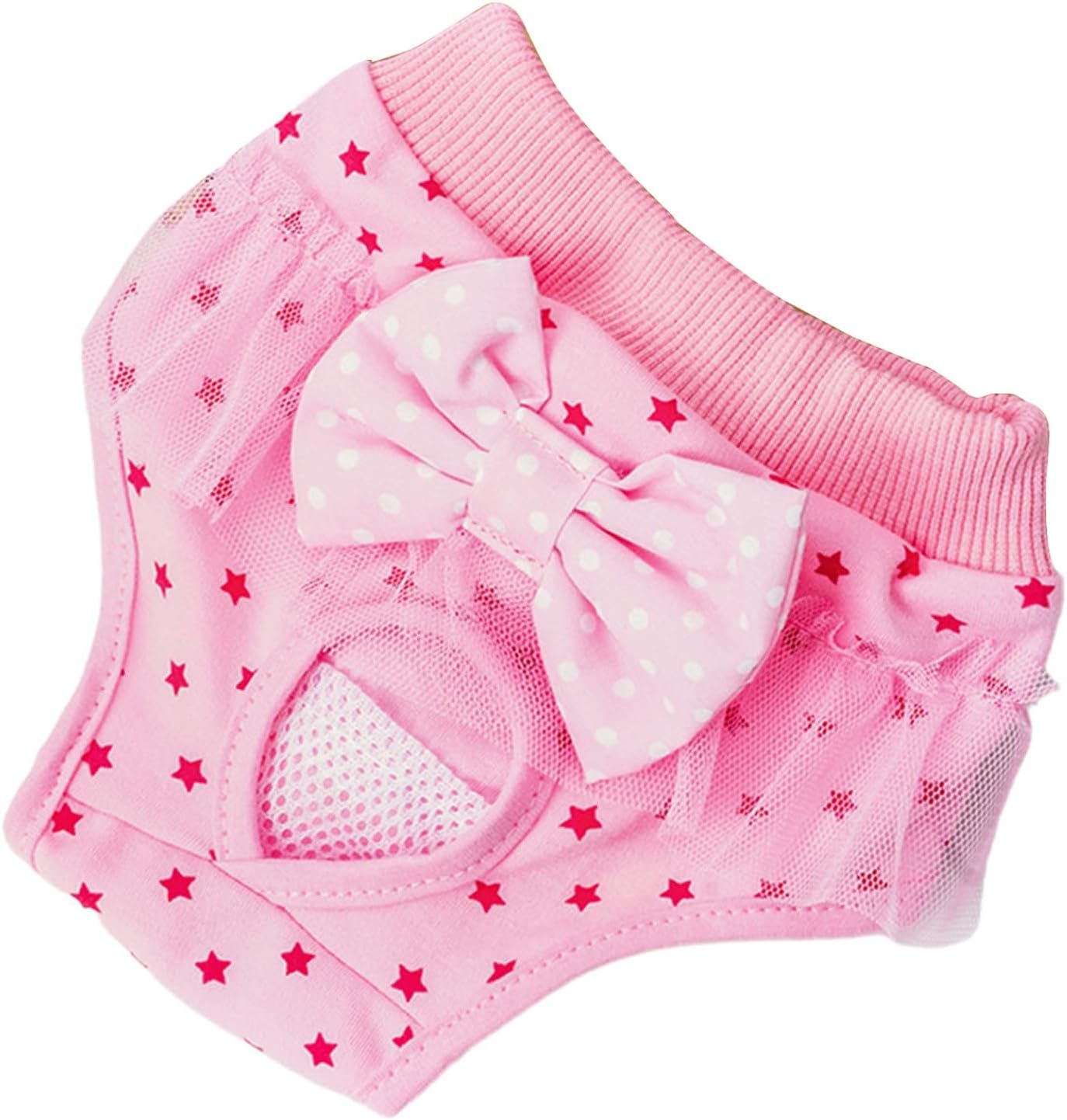 Reusable Female Dog Nappies Washable Sanitary Pants with Lace Soft and Leak-Proof for Small Pink X-Large