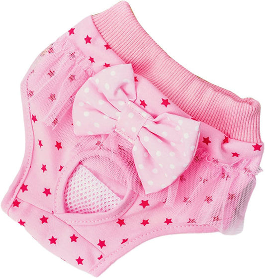 Reusable Female Dog Nappies Washable Sanitary Pants with Lace Soft and Leak-Proof for Small Pink X-Large
