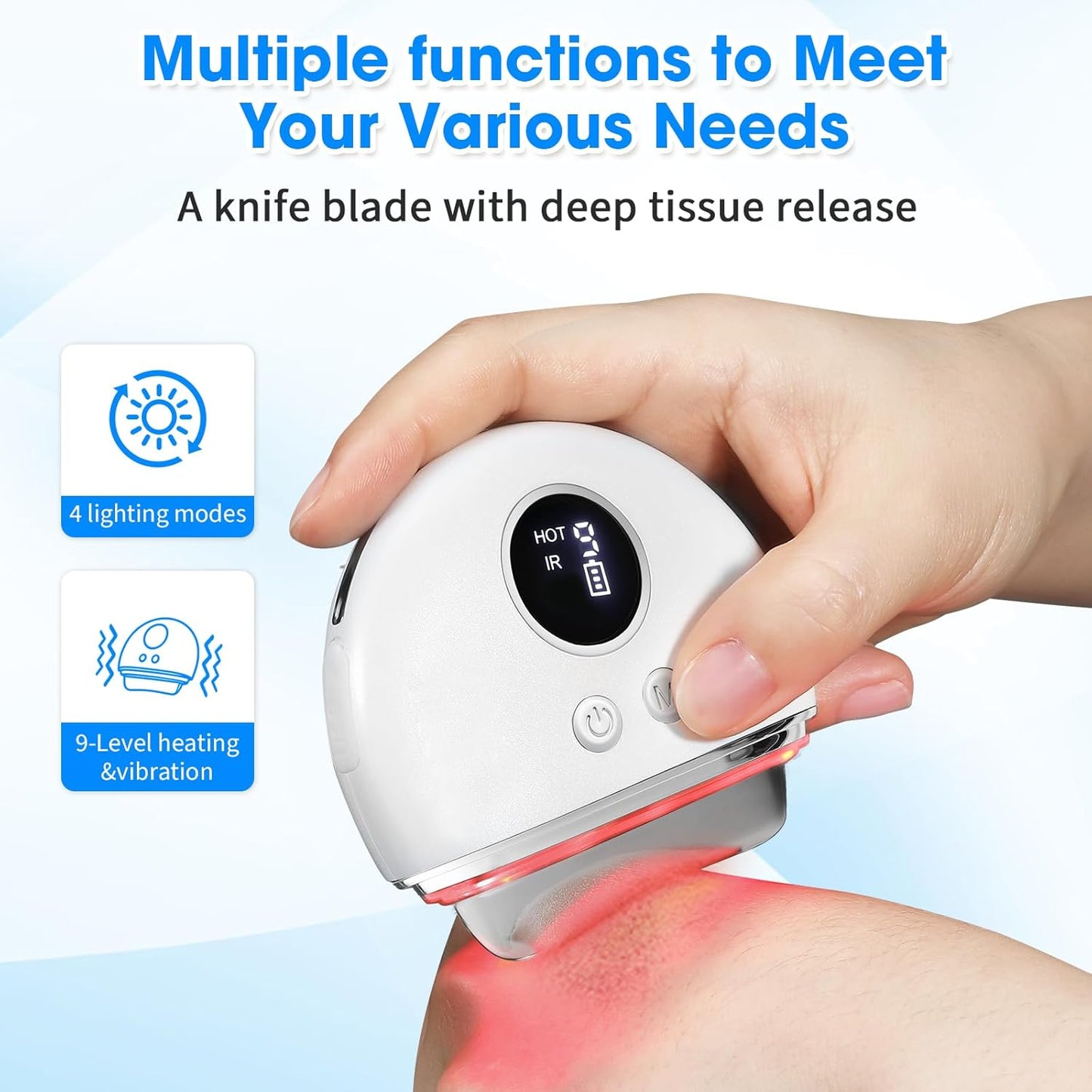 Electric Fascia Blaster & Muscle Scraper Tool with Heating and Vibration - for Deep Tissue,Myofascial Release,Gua Sha,and Trigger Point Massage for Pain Relief & Recovery