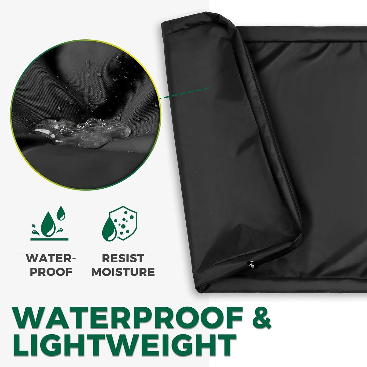 Waterproof Dog Bed Cover Replacement Washable, Easy to Clean, Pet Hair Resistant, Heavy Duty Oxford, Zipper Closure, Indoor/Outdoor Use, Fits 36 Inch Dog Crate - Large, 35"x 22"x 3.5", Black