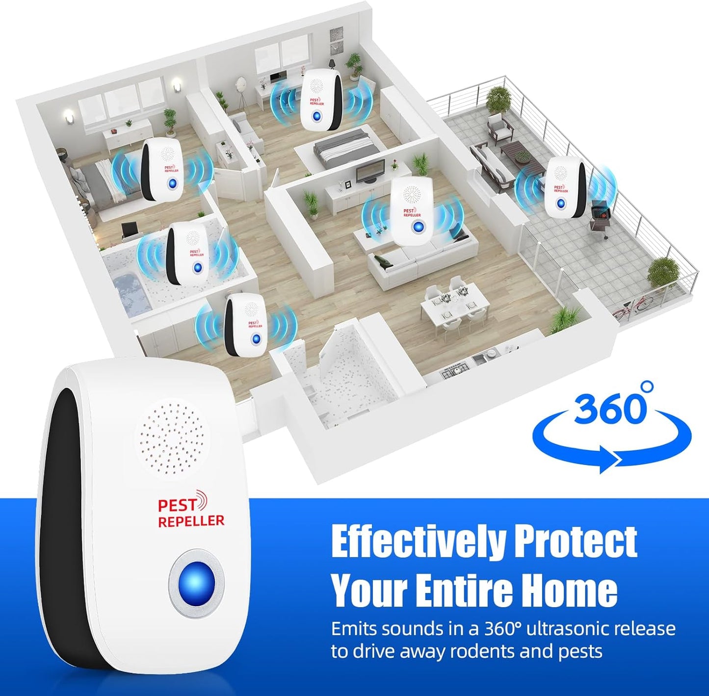 8 Pack Upgraded Ultrasonic Pest Control Repeller Plug in Indoor Pest Control for Rodents,Mice,Roaches,Spiders,Ants,Mosquitoes,Bugs & Insects -Electronic Sonic Repellent for Home, Kitchen, Office