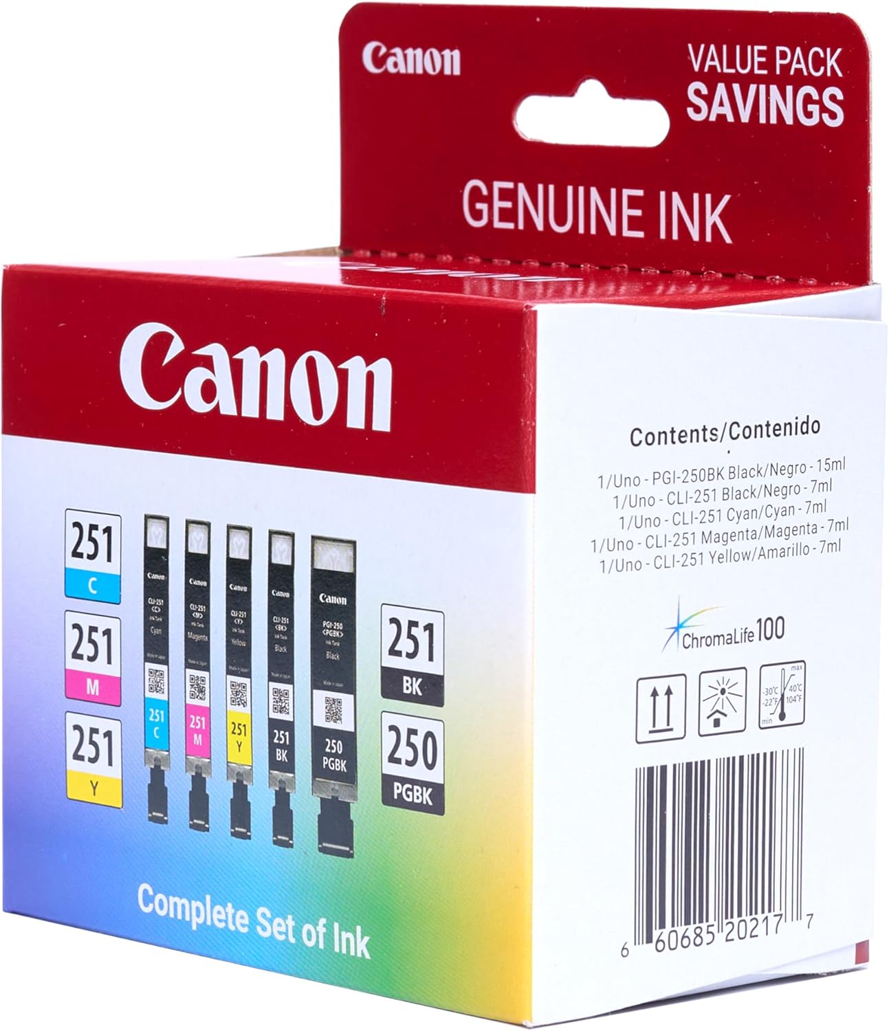 Canon PGI-250/ CLI-251 5 Color Amazon Pack