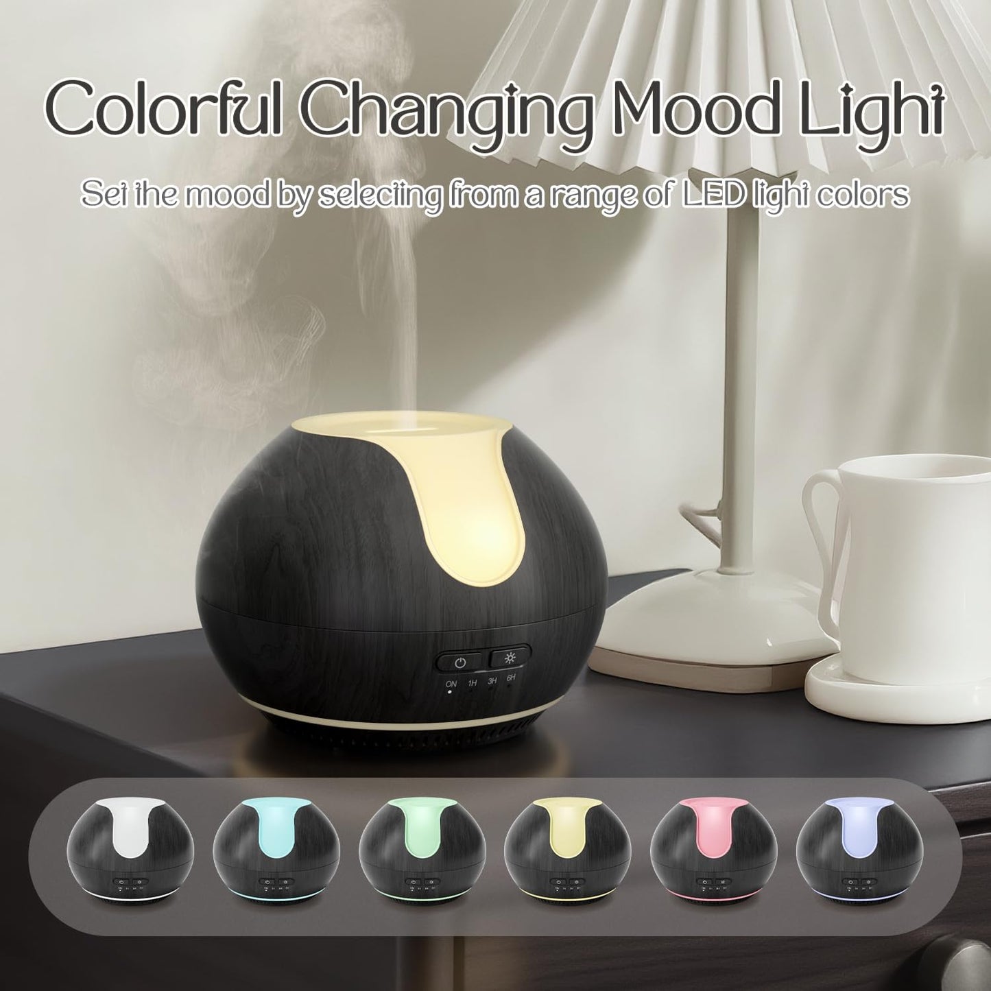 ARVIDSSON Essential Oil Diffuser, 200ml Aromatherapy Diffuser with Mood Light, Oil Diffusers for Home, Ultrasonic Diffuser for Essential Oils, Gift for Women - Dark Wood