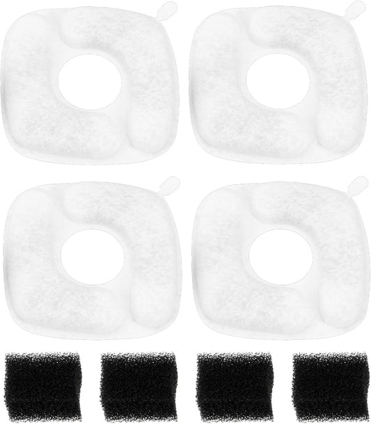 4PCS Cat Water Fountain Filters Replacement Filter Elements and Filter Sponges Set Compatible with 67oz 95oz 135oz Automatic Pet Fountain Dog Water Dispenser