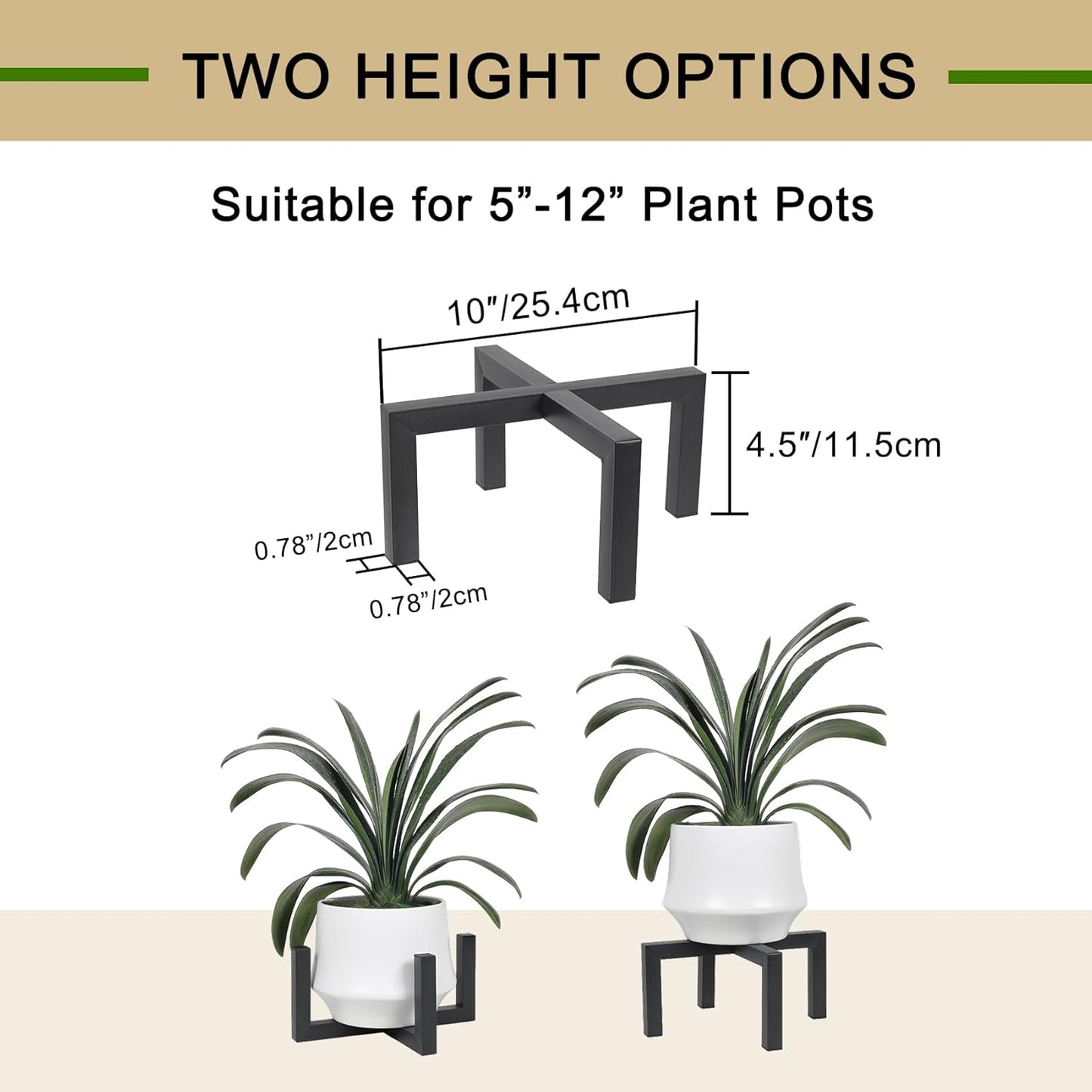 Plant Stand Indoor Outdoor, Heavy Duty Metal Plant Pot Holder, Mid Century Modern Planter Stands, Floor Flower Pot Holder (Black, Fit 5-12 inch pots)