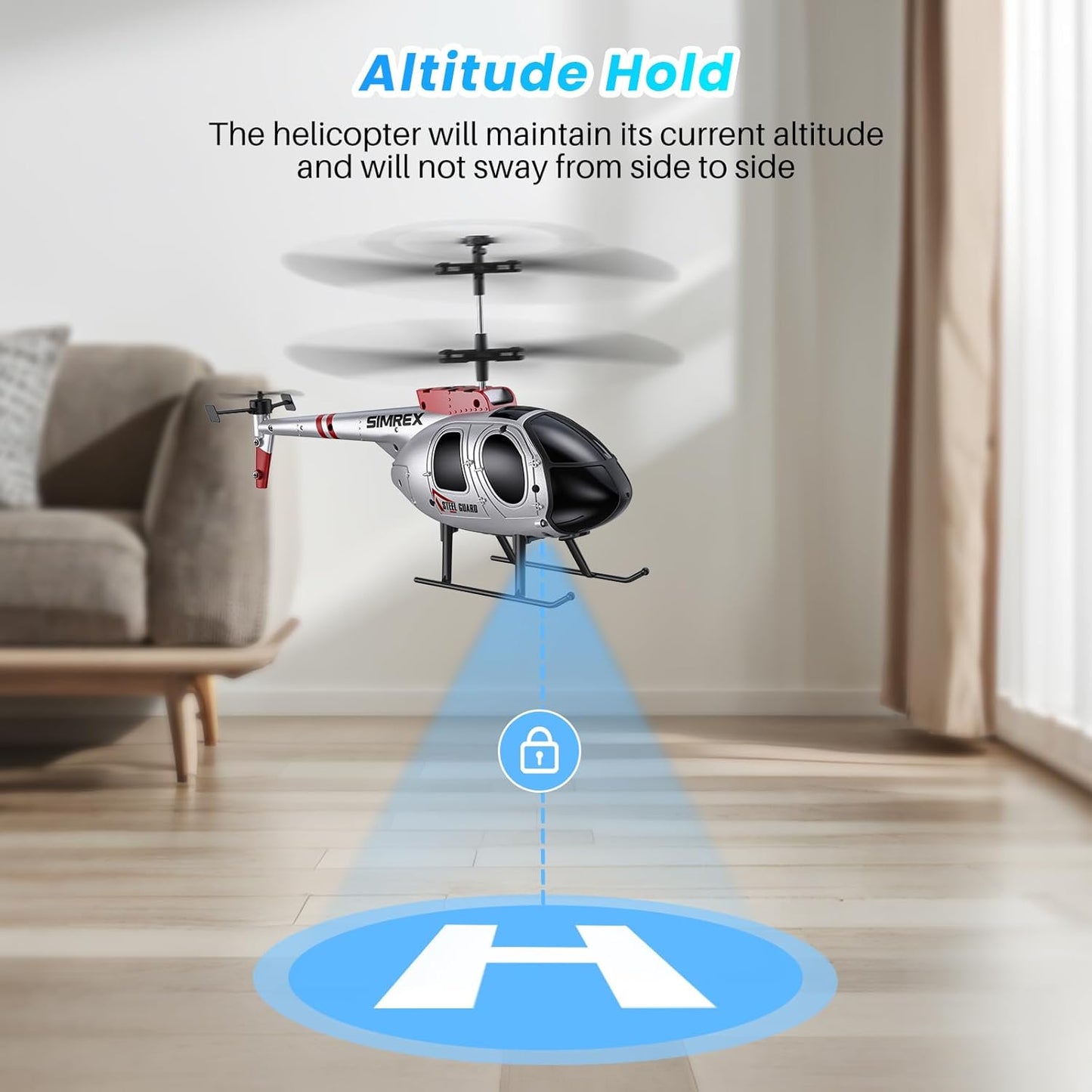 SIMREX RC Helicopter,Remote Control Helicopter Toy for Kids & Beginners, Altitude Hold, 2 Speeds,2 Batteries, Gift for Kids Boys Girls