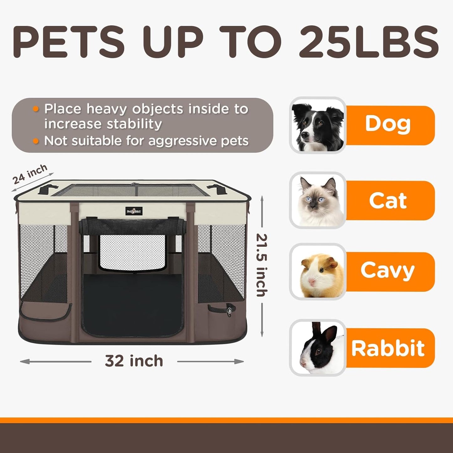 Foldable Pet Kitten Playpen, Upgrade Waterproof Portable Cat Dog Playpen Kennel Tent for Small Dog Cat, Retractable Shade Cover, Indoor Outdoor Use for Small Pet.