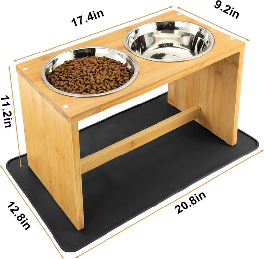 Yangbaga Elevated Dog Bowls, Raised Dog Feeding Station with 2 Bowls, Easy to Clean