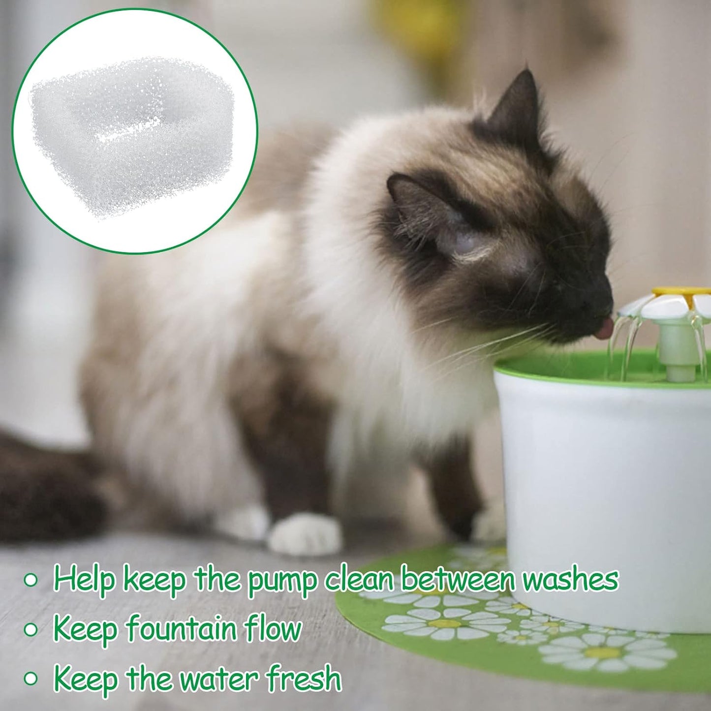 30 Pieces Pet Fountain Filter Foam Replacement Filters Foam Sponge Pre-Filters Drinking Water Fountain Filter Compatible with Drinkwell Ceramic and 360 Stainless Steel Pet Dog Cat Fountains