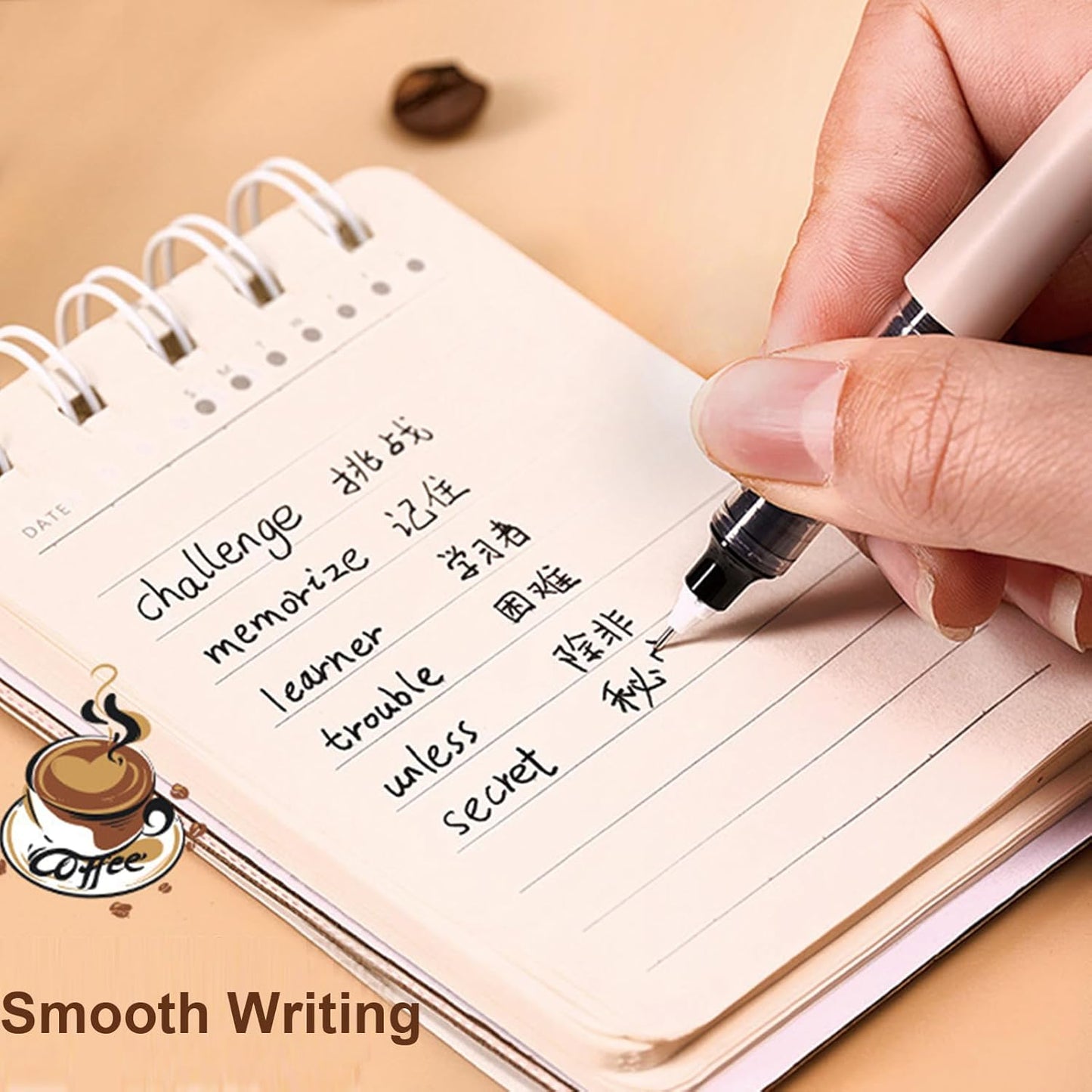 6 Pcs Rolling Ball Pens Cute Coffee Liquid Ink Rollerball Pens Cartoon 0.5 mm Black Ink Pen Quick Drying Smooth Writing Pen Office School Supplies (Coffee)