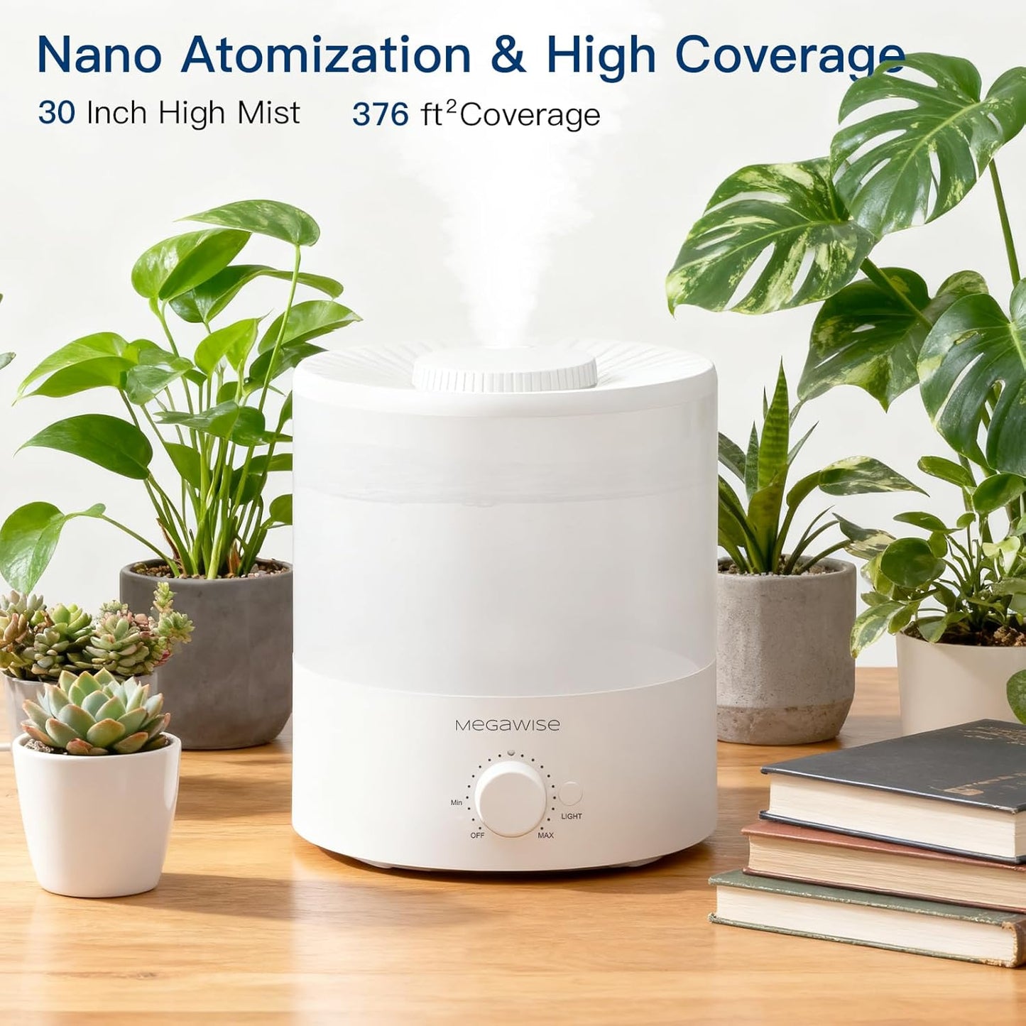 MegaWise Ultrasonic Cool Mist Humidifier SK7620 - 1.5L Capacity, Whisper-Quiet Operation, Adjustable Mist Output, Auto Shut-Off - Ideal for Home, Office, Baby Room, and Bedroom