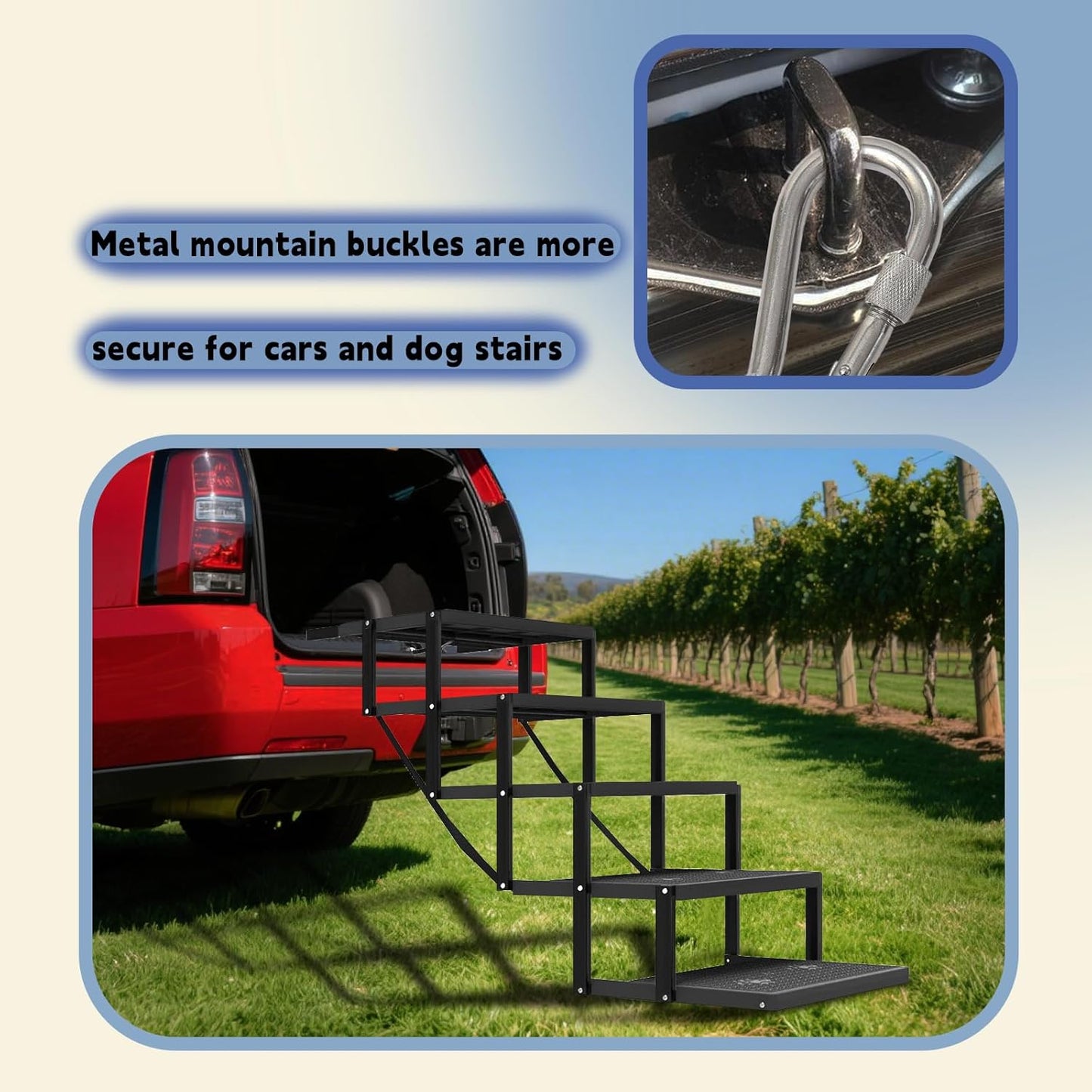 Dog Stairs for Car, Dog Steps for Car with Upgraded Load-Bearing Capacity, Dogs Stairs for Large Dogs, Pet Steps, 5 Steps