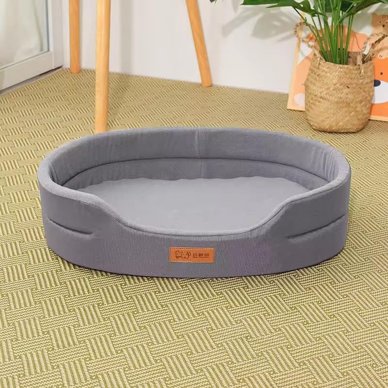 Economy Buster Premium Oval Pet Bed for Small Dogs & Cats (5–10 lbs), Oxford Cloth & Suede Bone-Shaped Warm Nest with Thinner Cushion,Non-Slip Base, Machine (Gray, Medium)
