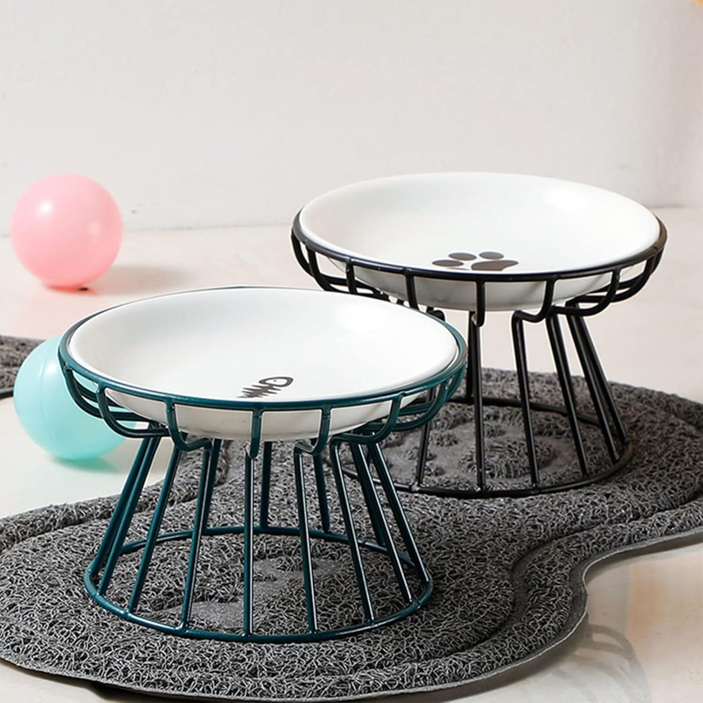 Colorful Bowl Tilted Pet Bowl Holder Stress-Free Suit for Small Dog Cats Raised Pet Feeding Bracket Anti-Vomiting
