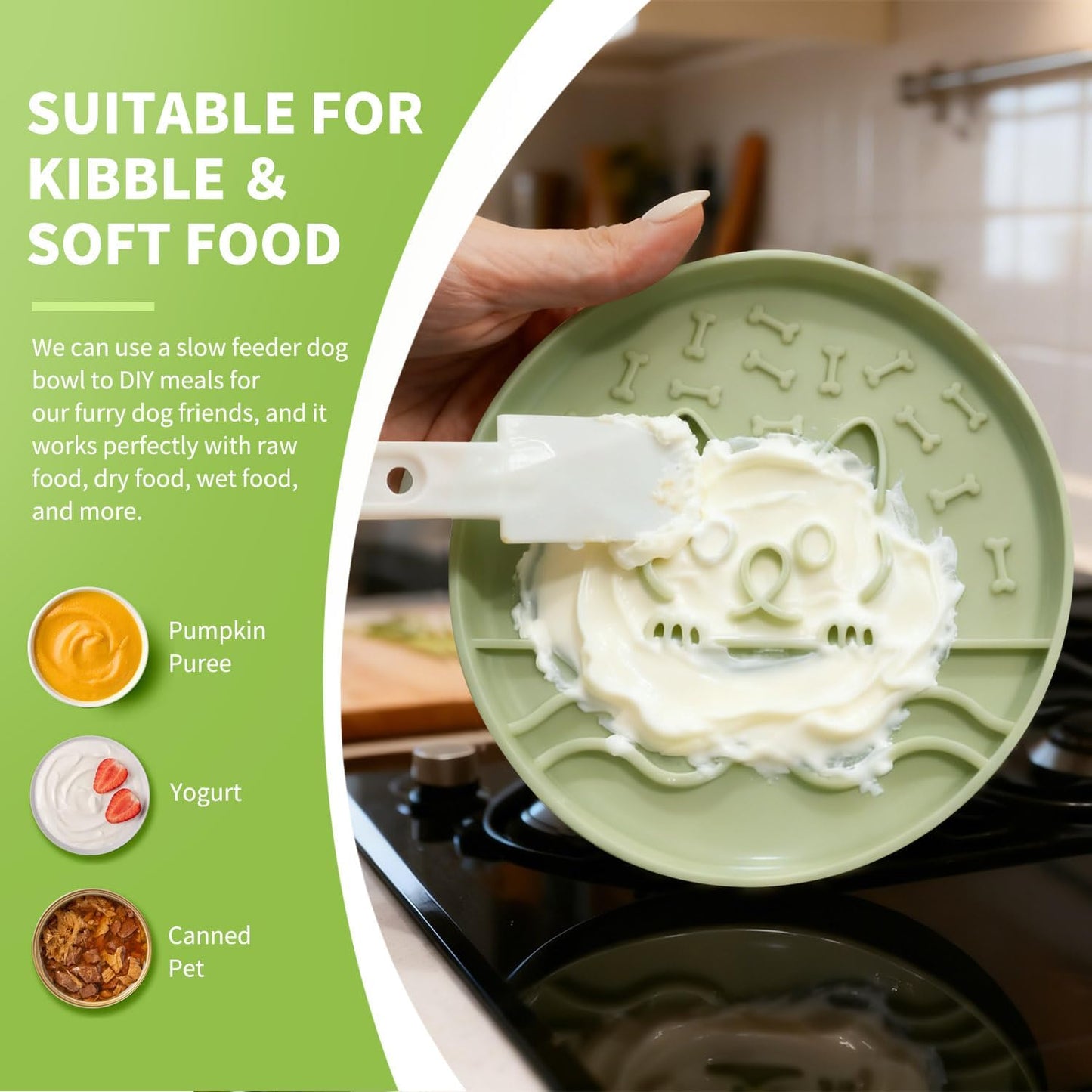 Slow Feeder Dog Bowl with Non-Slip Base, Silicone Puzzle Dog Food Bowl with Unique Design, Slow Feeding Bowl for All Types of Dogs Cats, Interactive Slow Eating, BPA-Free