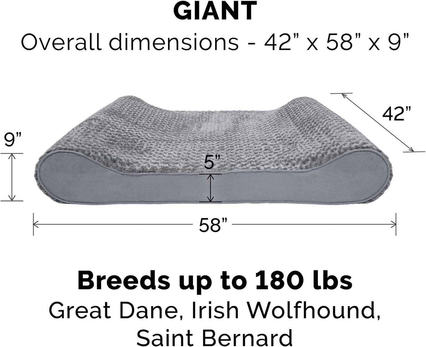 Furhaven dog bed Luxe Lounger Gray, Giant/XXXL W/same size waterproof liner