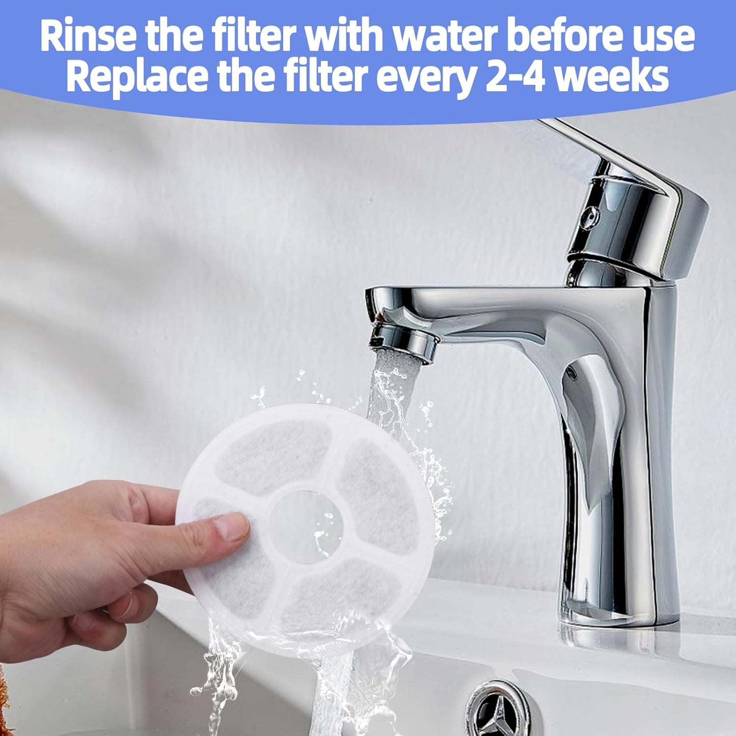 Cat Water Fountains Filter Replacement (12 Packs of Carbon Filter + 4 sponges + 1 Stainless Steel Cleaning Brush),Parts and Dog Water Dispensers Filters for 81oz/2.4L Round Pet Drinker