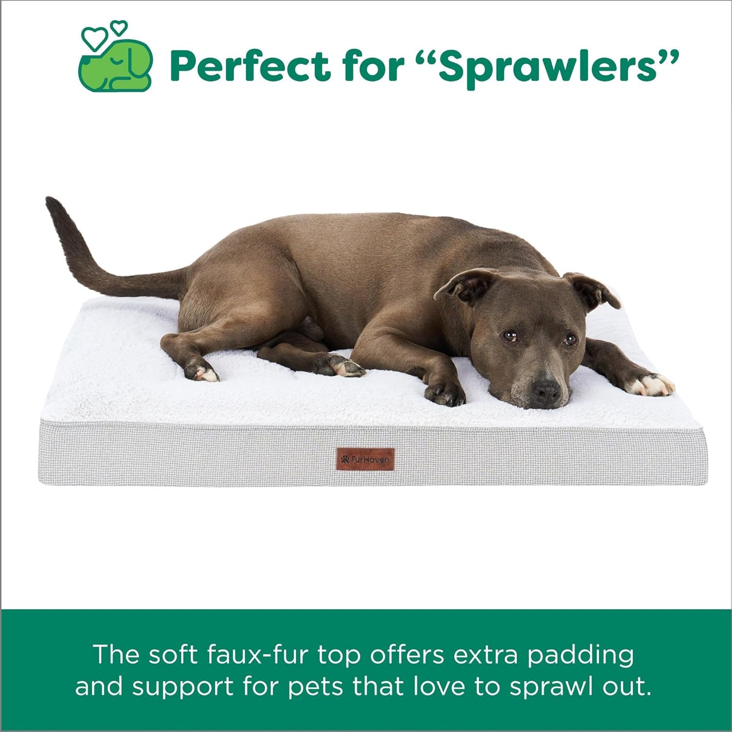 FurHaven Plush & Decorator Check Tuft-Top Solid Core Classic Cushion Pet Bed, Gray, Jumbo