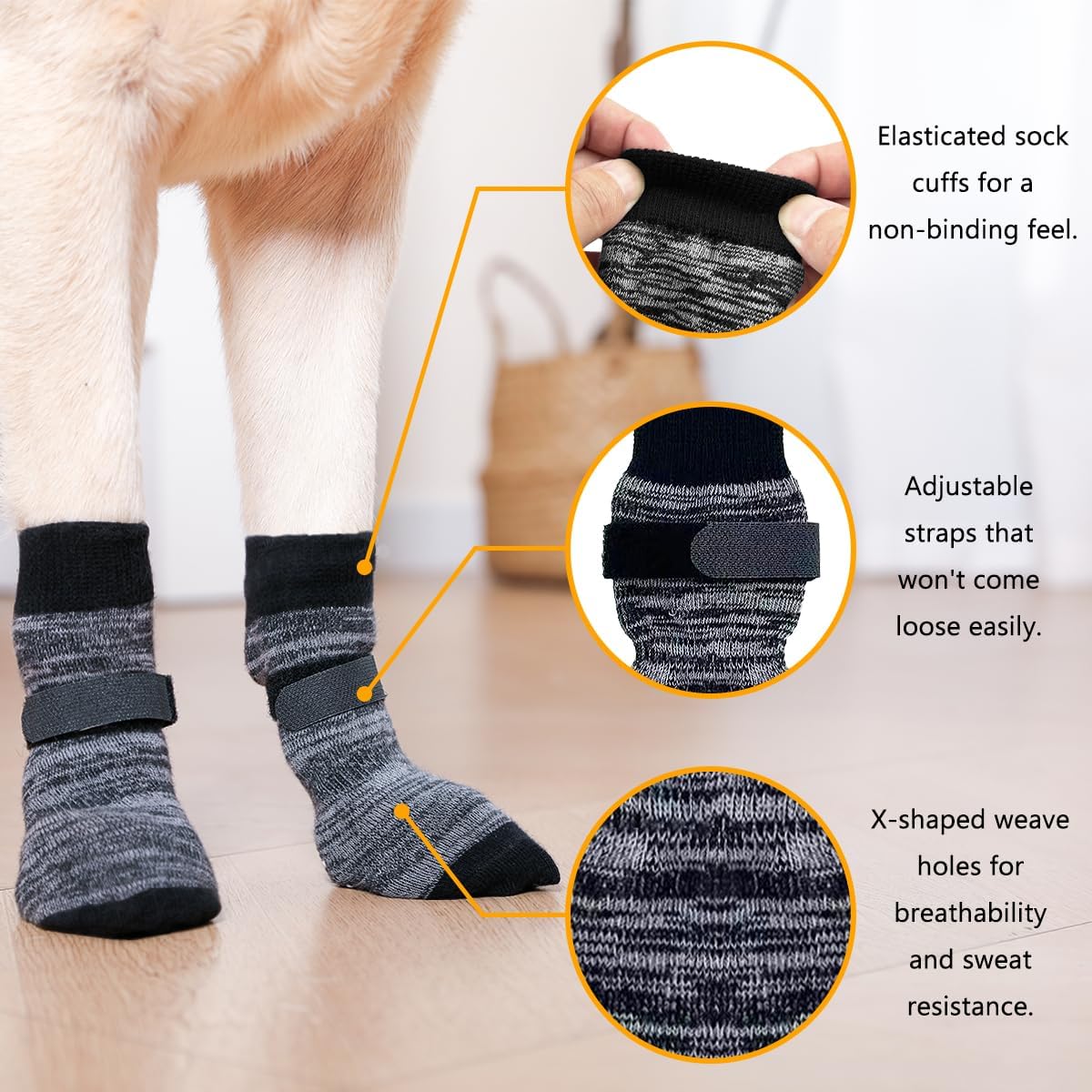 Dog Socks 20 Pack to Prevent Licking Paws, Anti Slip Dog Booties and Paw Protectors for Hardwood Floors Hot Pavement, Suitable for Small Medium Large Senior Dogs - Size Small