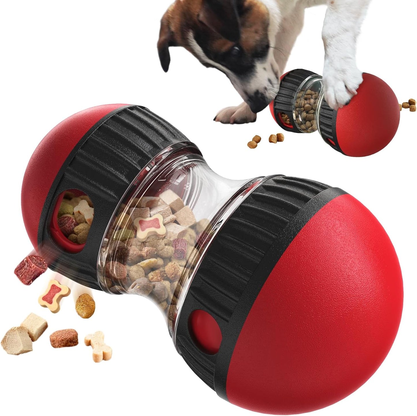 Cognitive Dog Toys,Slow Feeder Interactive Toys,Mushroom Dog Food Dispenser,for Small Dogs,Treat Dispenser Food Puzzle Ball for Mental Stimulation, Red Color