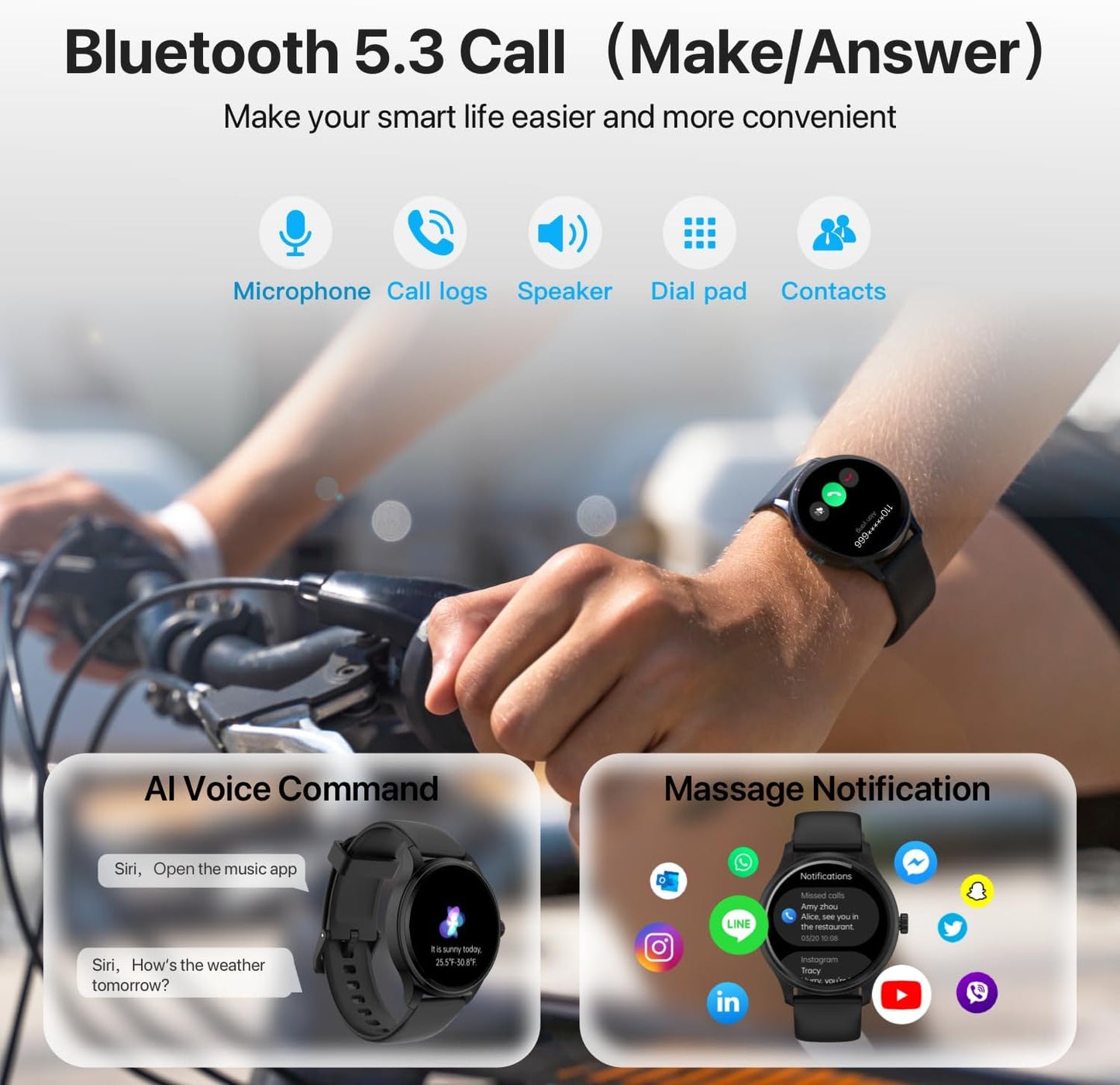 Smart Watch, HD Smartwatch for Men Women (Answer/Make Calls), Fitness Watch with 100+ Sport Modes, IP68 Waterproof/Heart Rate/Sleep Monitor, Activity Trackers for iOS/Android