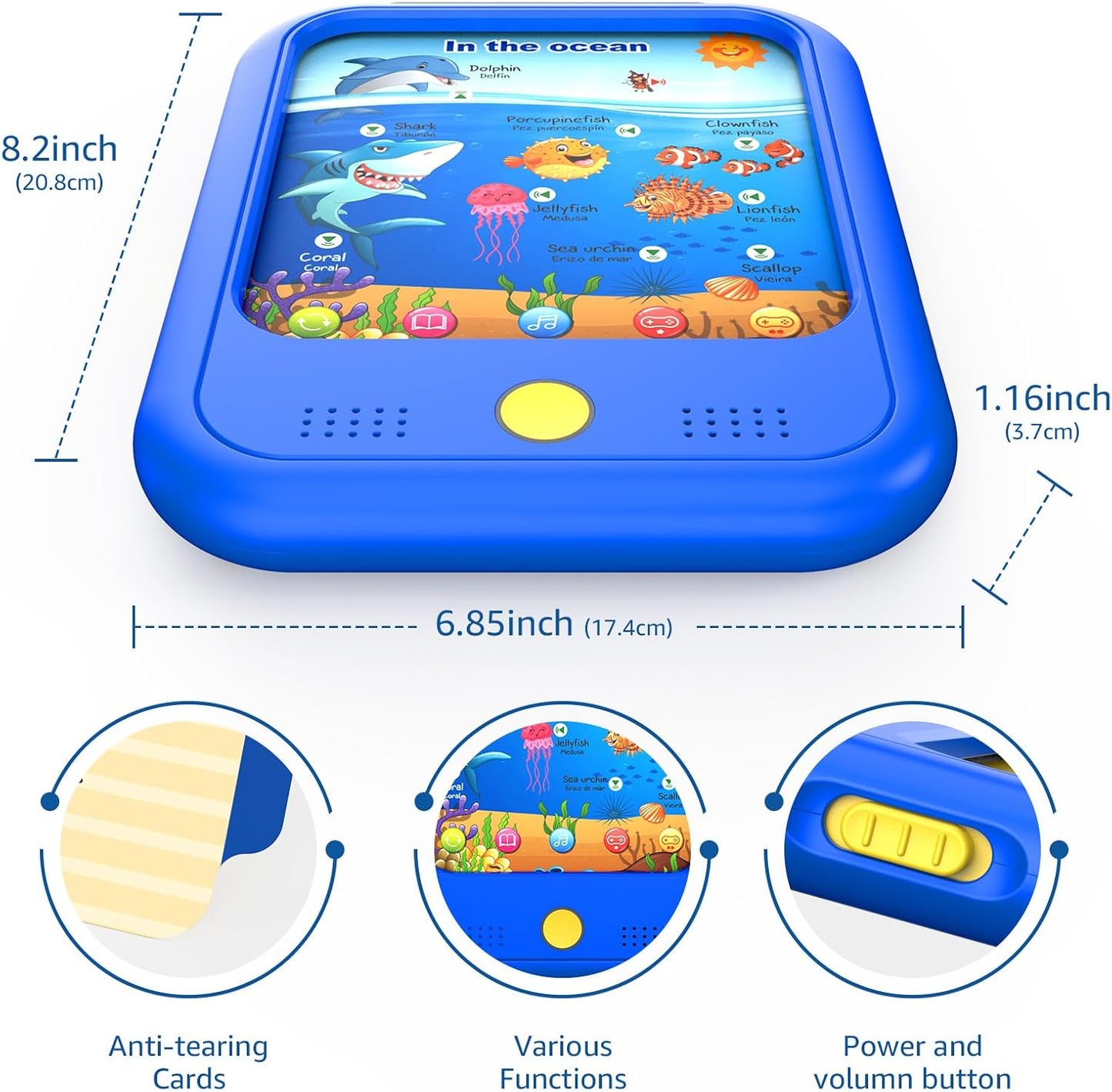 Kids Learning Tablet Educational Learning Pad for Toddlers 2-5 to Learn Alphabets, Numbers, Foods, Time, Music, Talking Cards for Toddlers，Learning Educational Toy Kids Gifts