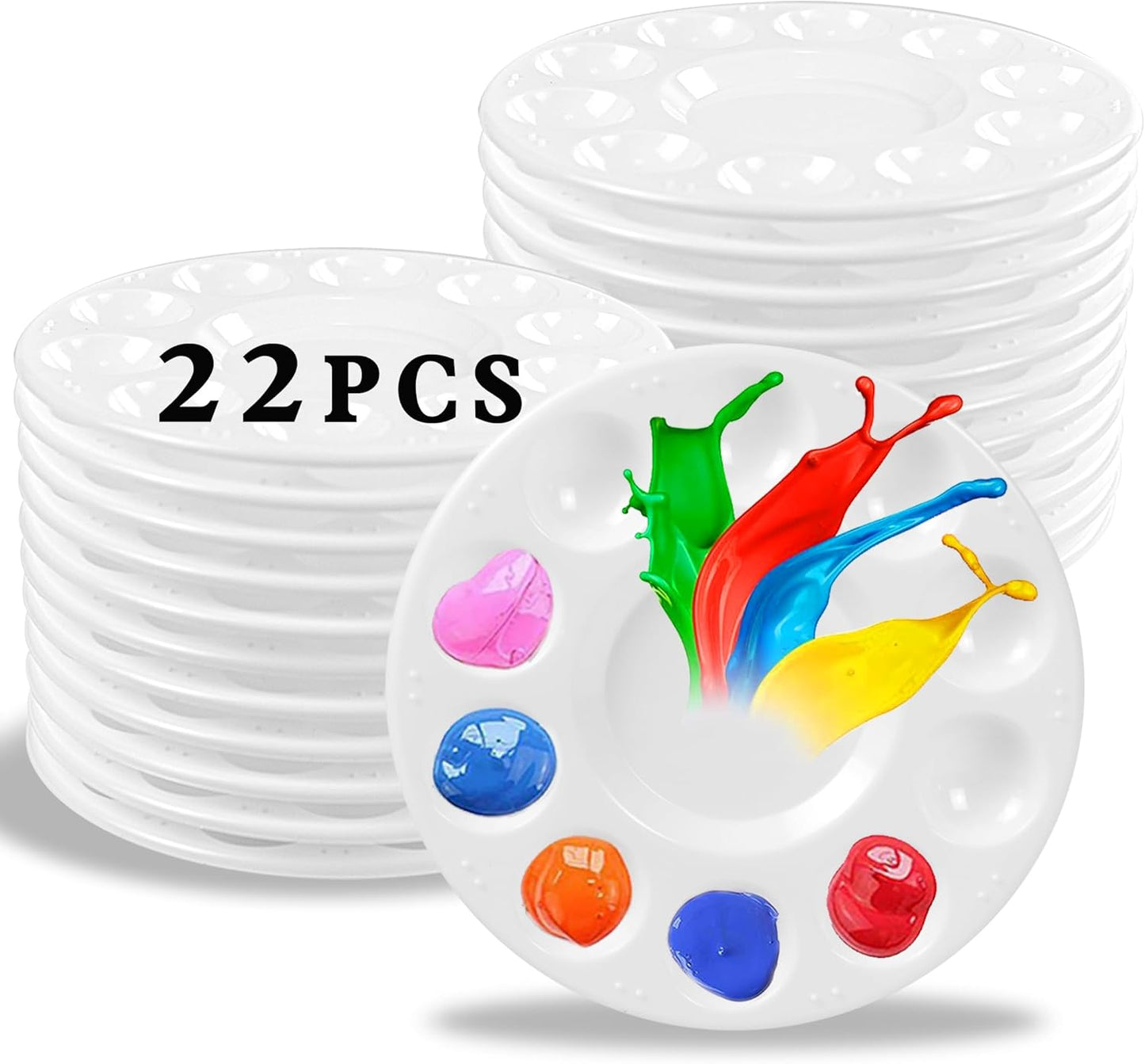 22pcs Paint Palettes, Plastic Paint Tray Palette, Paint Pallets for Kids or Students to DIY Craft Class or Art Class, White