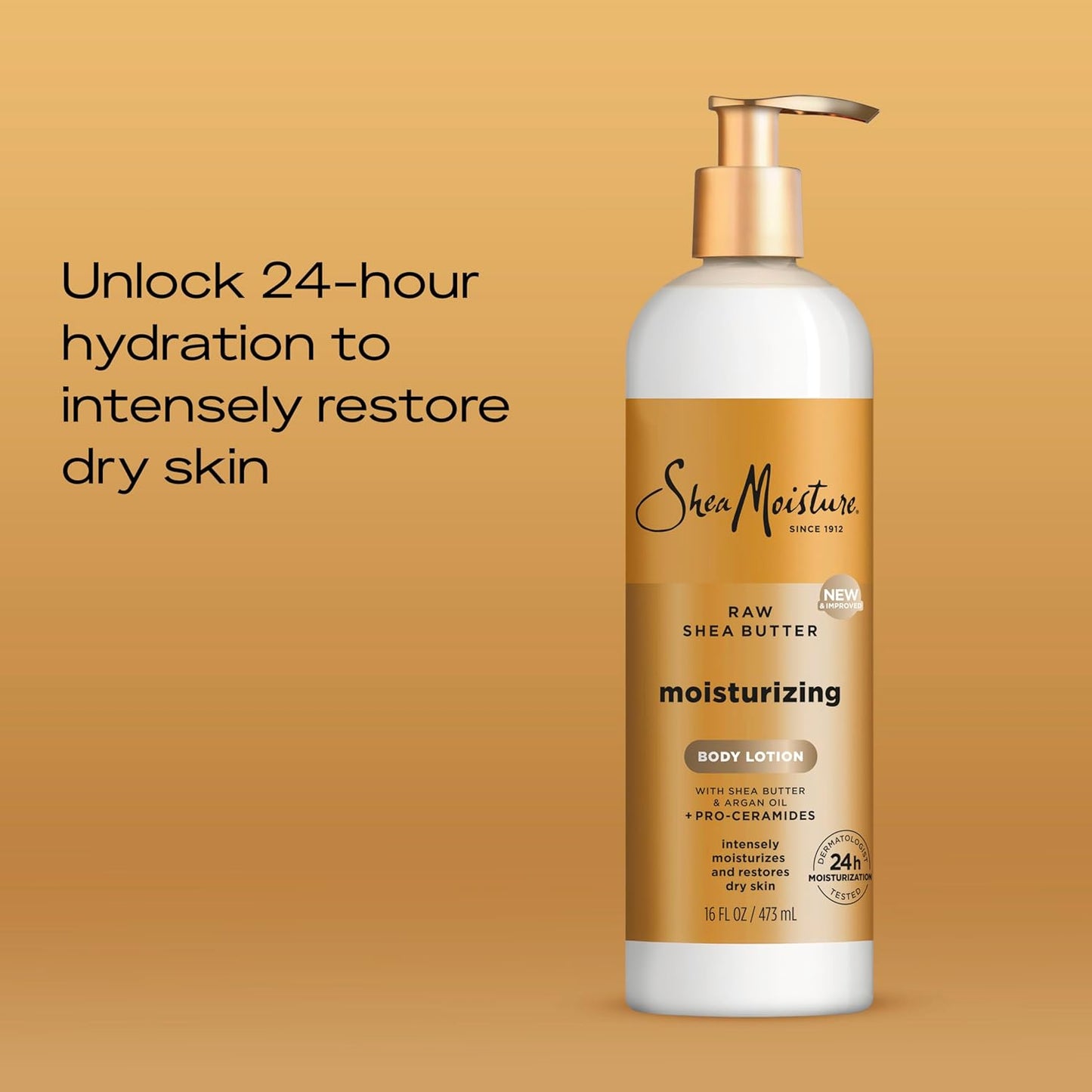 SheaMoisture Moisturizing Body Lotion with Raw Shea Butter, Argan Oil and Pro-Ceramides, Restoring Dry Skin, 24H Moisturizing 16 oz
