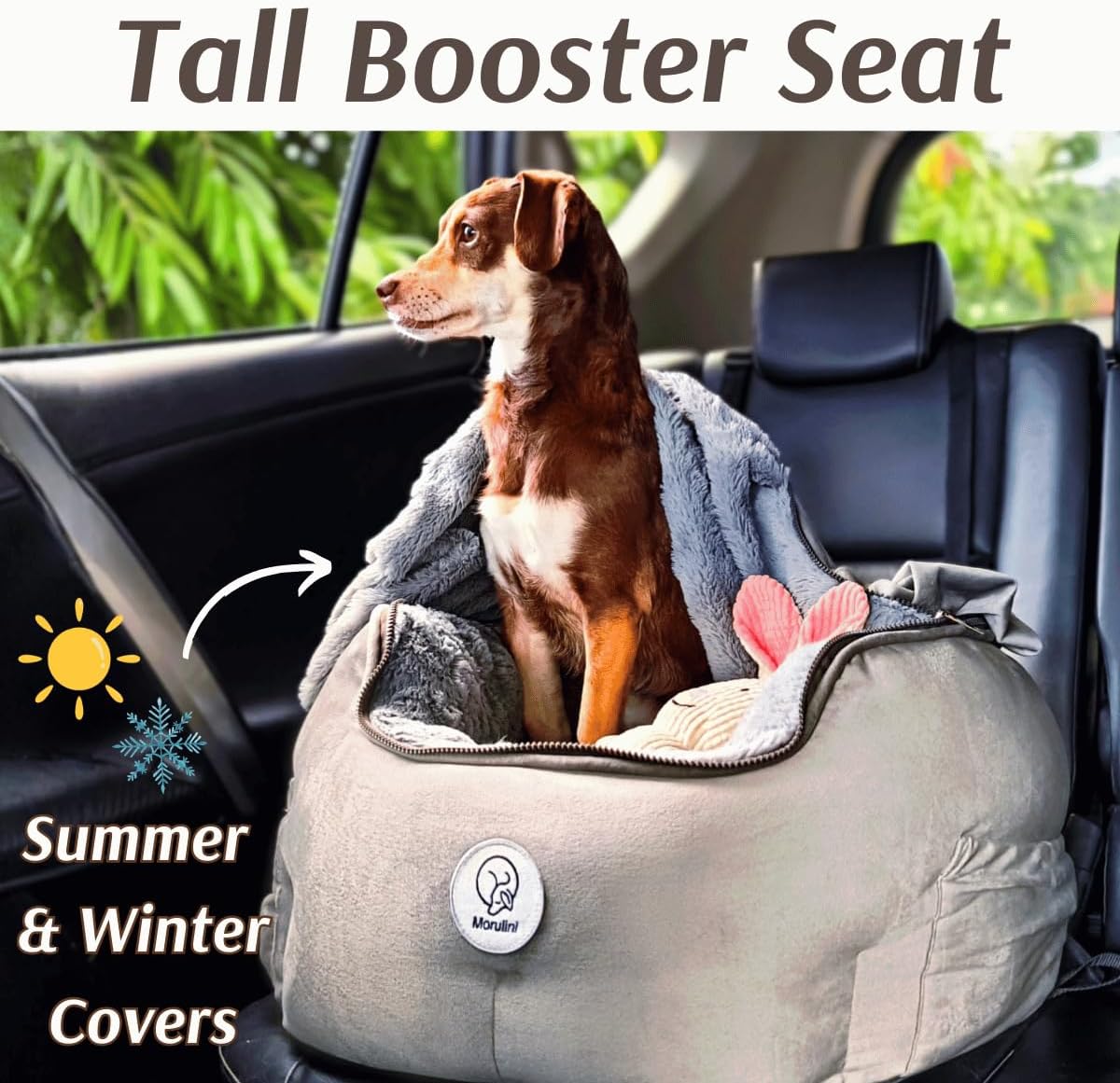 Orthopedic Dog Car Seat for Small Breeds - Original Calming Burrow Nest for Car Anxiety Relief - 6” Memory Foam Booster & Travel Bed - for Dogs Under 25lbs, Frenchie, Chihuahua
