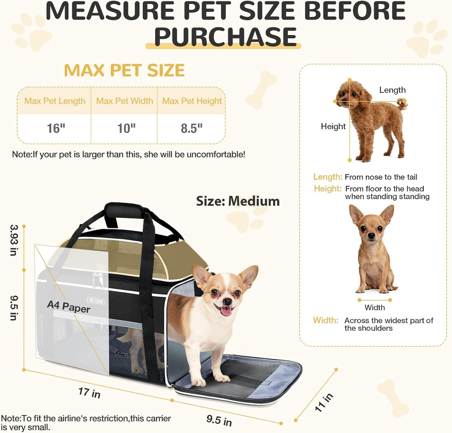 Lekereise Top-Expandable Pet Carrier 17x11x9.5 Inch Alaska Hawaiian Airline Approved Soft Sided Underseat to 12lbs Travel Carriers for Small Cats and Dogs with Locking Safety Zippers Anti-Scratch Mesh