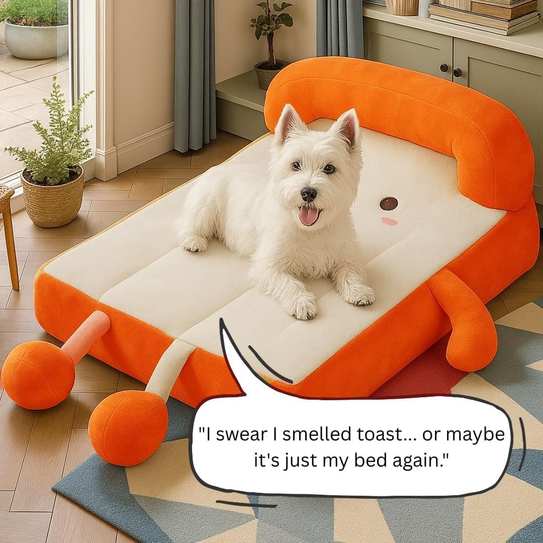 Toast-Shaped Dog Bed for Medium and Large Dogs up to 80lbs – Cute Cat Bed, Washable Pet Bed, Puppy Mat, Funny Pet Gifts for Dog Lovers and Pet Owners