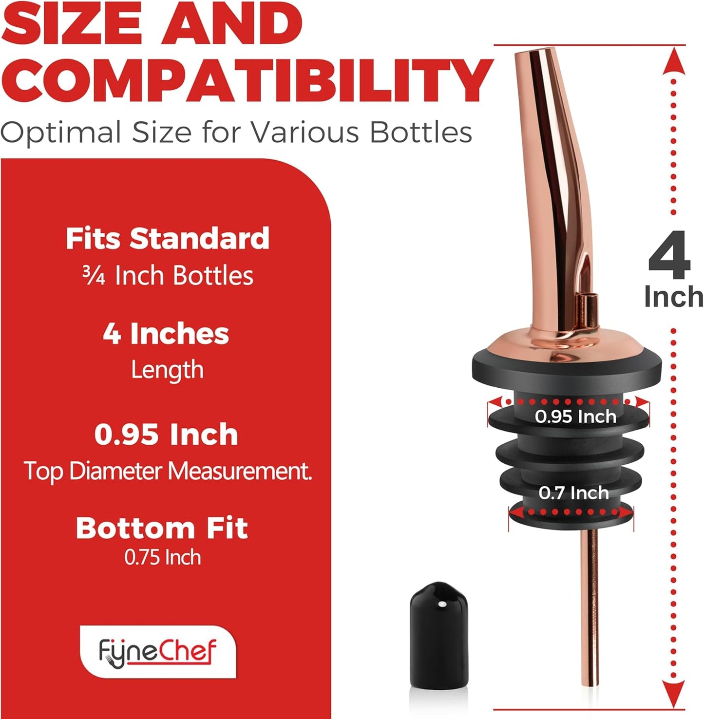 48 Pack Stainless Steel Bottle Pourers for Alcohol, Liquor, and Wine - Bar Accessories, Spouts for Bottles and Dispensers (rose gold)