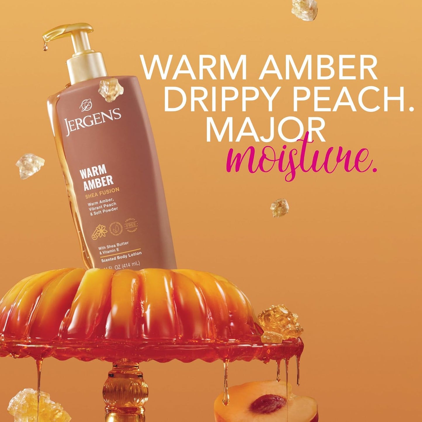 Jergens Shea Fusion Warm Amber Body Lotion, Moisturizer with Shea Butter & Vitamin E, 14 Fl Oz