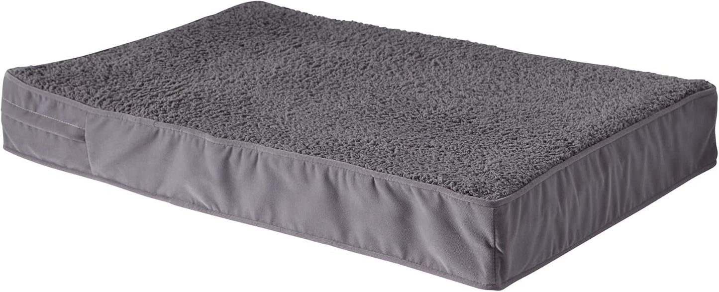 South Pine Porch Ollie Orthopedic Reversible Rectangle Microfiber and Sherpa Foam Dog Bed with Removable, Machine-Washable Cover, Gray, Large (48 in. x 36 in.)