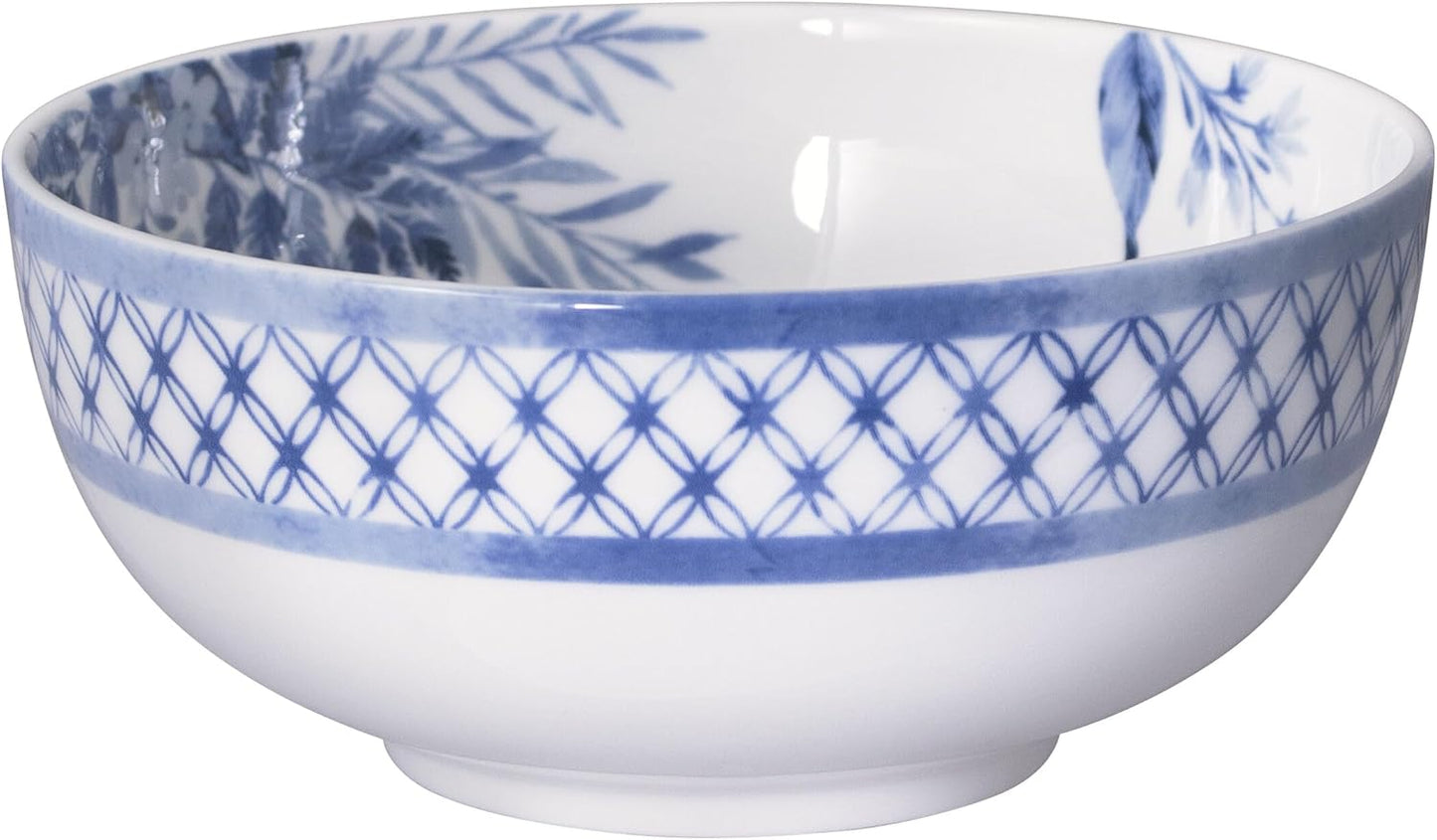 Mikasa Kiley Bone China Lightweight Chip Resistant 16 Piece Dinnerware Set, Service for 4,Blue and White