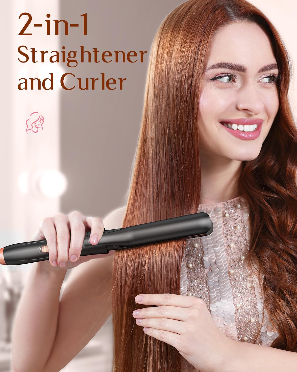 5 in 1 Wand Curling Iron-Kinked Curling Wand Set with Flat Iron Hair Straightener, 3 Barrels Hair Crimper, 3 Ceramic Curling Irons (0.35"-1.25"), 2 Temps Fast Heat Hair Waver Curler with Glove & Clip