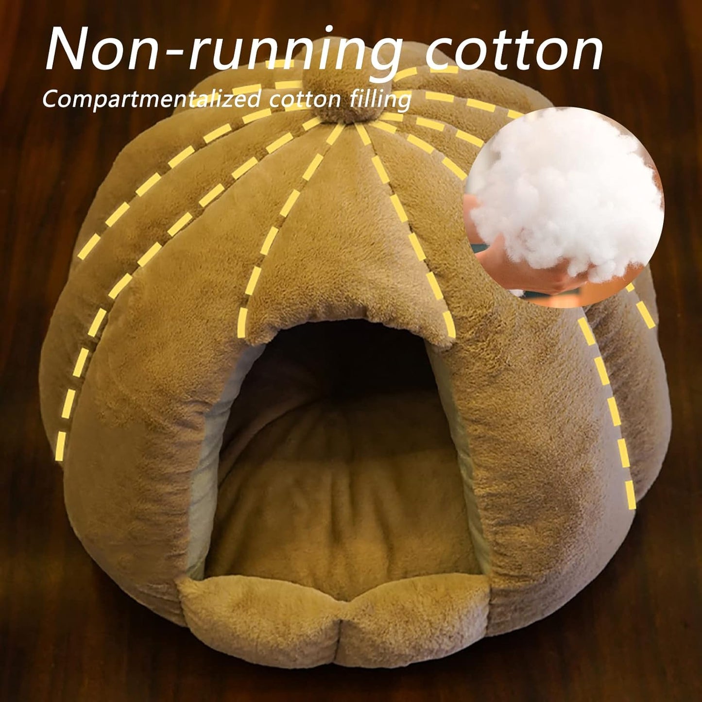 Cat Bed for Indoor Cats Machine Washable Cat Tent Dog Beds for Small Dogs, Puppy, Kitten, Rabbit Soft and Warm Indoor Cat House,Orange,M