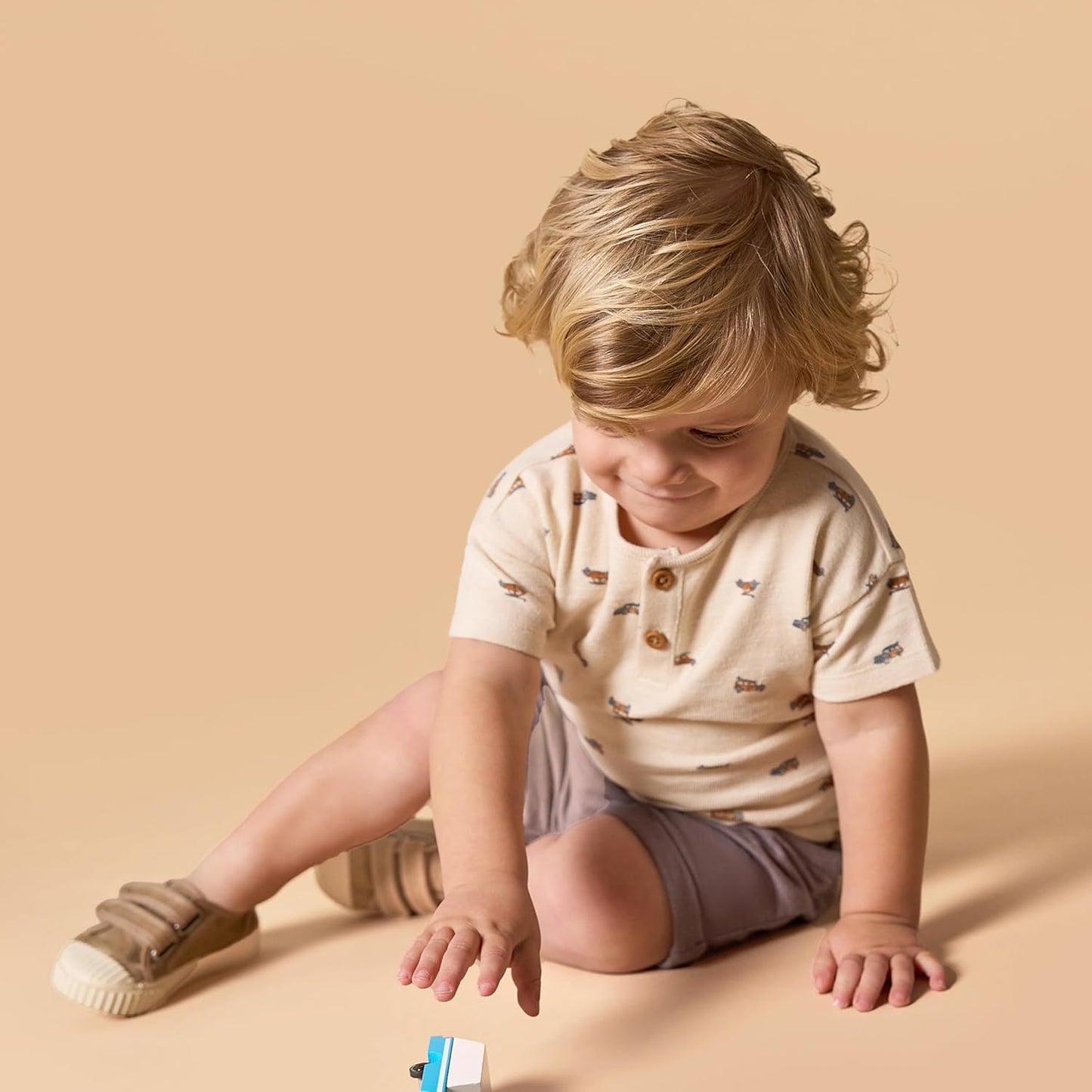 Modern Moments by Gerber Baby Boys' 2-piece Short-sleeve Henley Shirt and Short Set